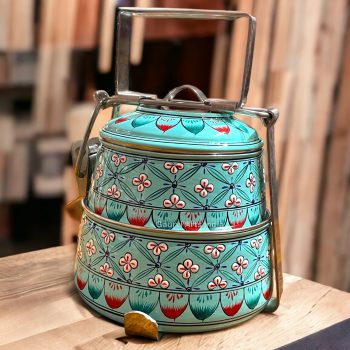 Hand Painted 2 Tier Tiffin carrier and Easy to carry and Office Lunch, Picnic Tiffin with Carrier