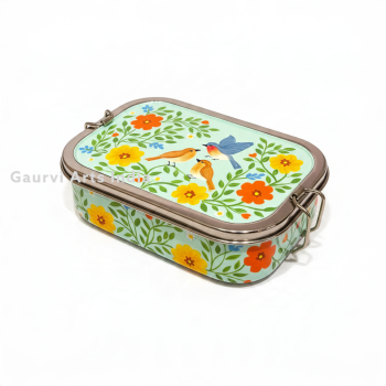 Hand Painted Bento Lunch Box or Small Bites for Kids & Carry to office, Food storage Box